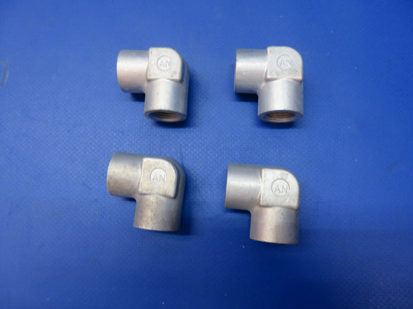 Aviation Elbow Fitting Aluminum P/N AN916-3 LOT OF 4 NOS (1222-302)