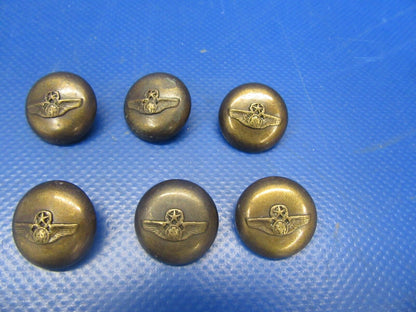 Master Sargent Aircraft Brass Upholstery Buttons LOT OF 6 (0318-55)