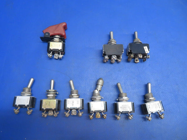 Piper Aerostar 602P Toggle Switch P/N MS25125-C3, MS35058-22 LOT OF 9 (0123-970)