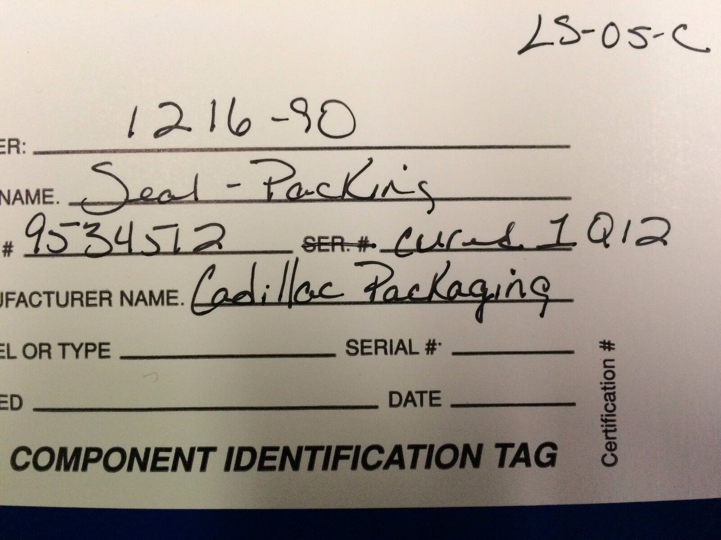 Cadillac Products Seal - Packing P/N 9534512 (1216-90)