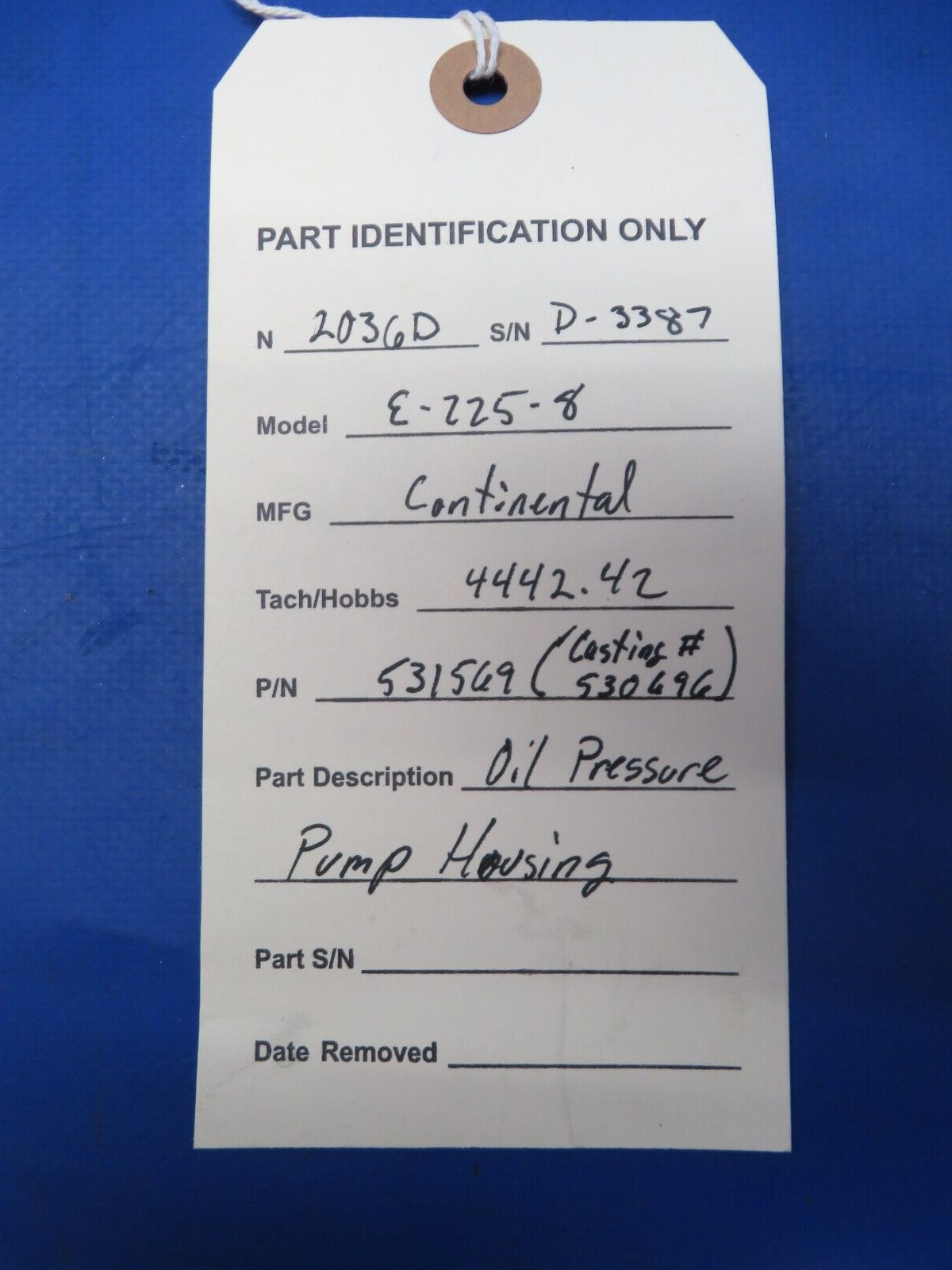 Continental E-225-8 Oil Pressure Pump Housing P/N 531569 (0823-349)
