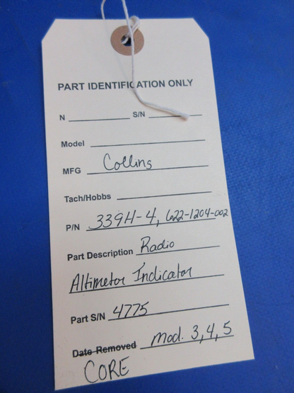 Collins Radio Altimeter Indicator P/N 339H-4, 622-1204-002 CORE (10223-905)