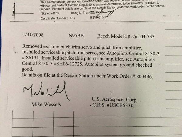 Edo Aire Mitchell Century IV Autopilot Pitch Servo P/N 1C470-1-303P (1016-65)