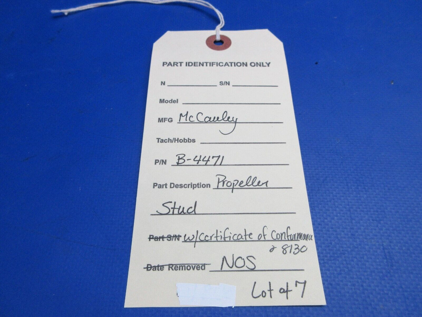 McCauley Threaded Propeller Stud w/ 8130 LOT OF 7 P/N B-4471 NOS (0523-391)