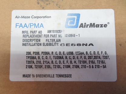 Air Maze Cessna 206 Air Filter P/N AM101935FP NOS (0923-584)