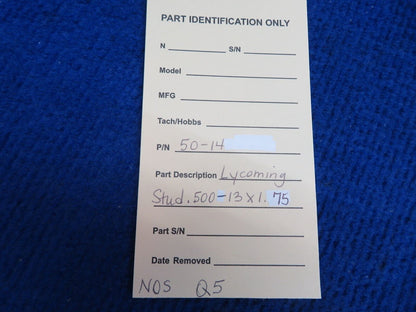Lycoming Stud .500-13 x 1.75 P/N 50-14 NOS (0722-20)