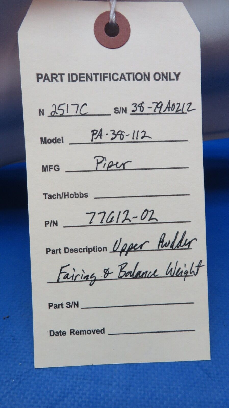 Piper PA 38-112 Upper Rudder Fairing & Balance Weight P/N 77612-02 (0523-182)