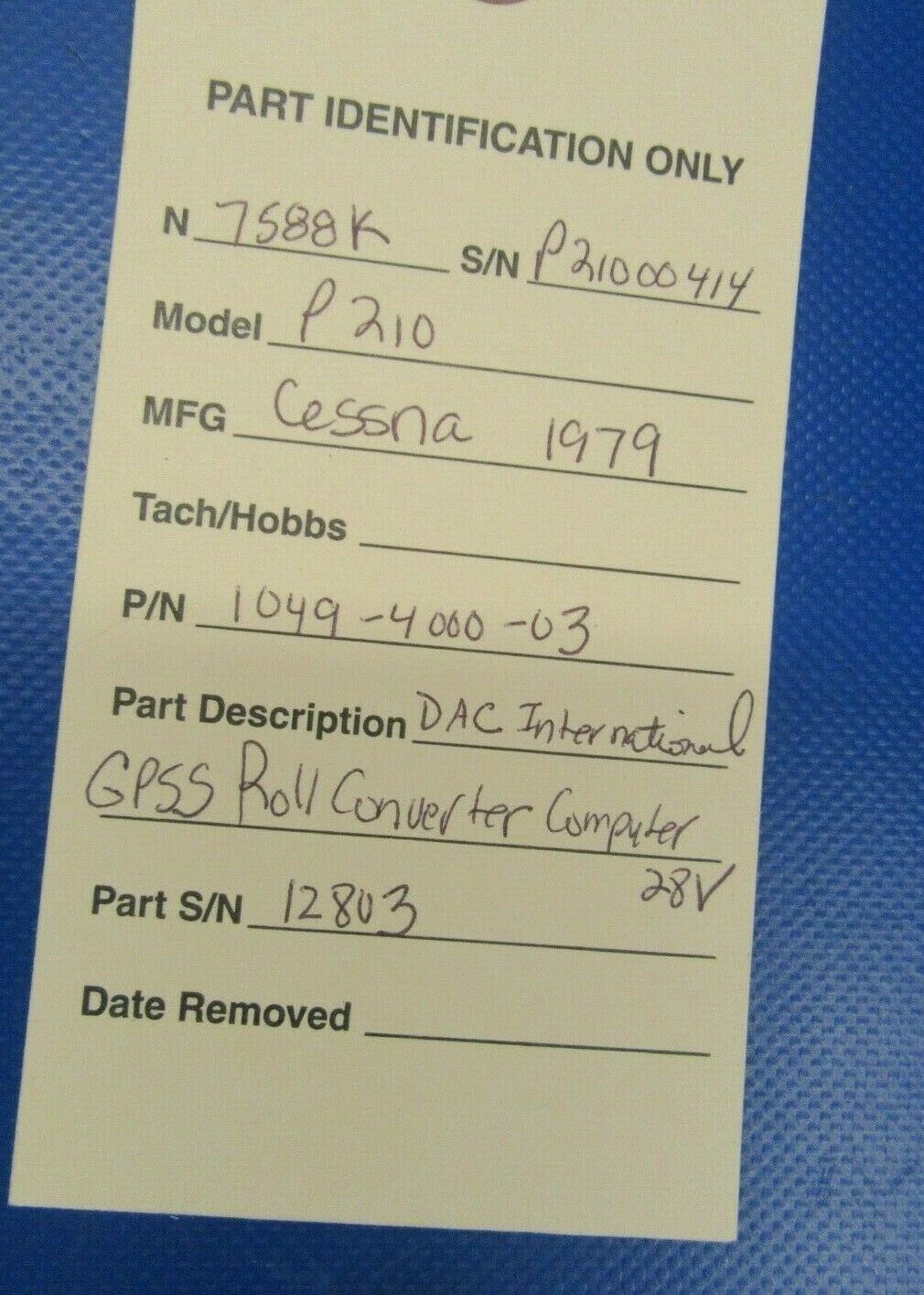 DAC International GPSS Roll Converter Computer 28V 1049-4000-03 (1019-29)