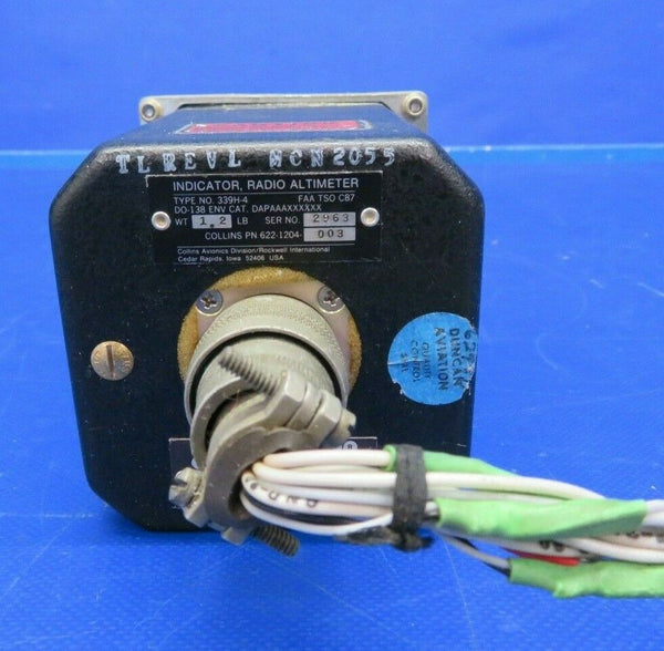 Collins 339H-4 Radio Altimeter Indicator w / Connector 622-1204-003 (0320-435)