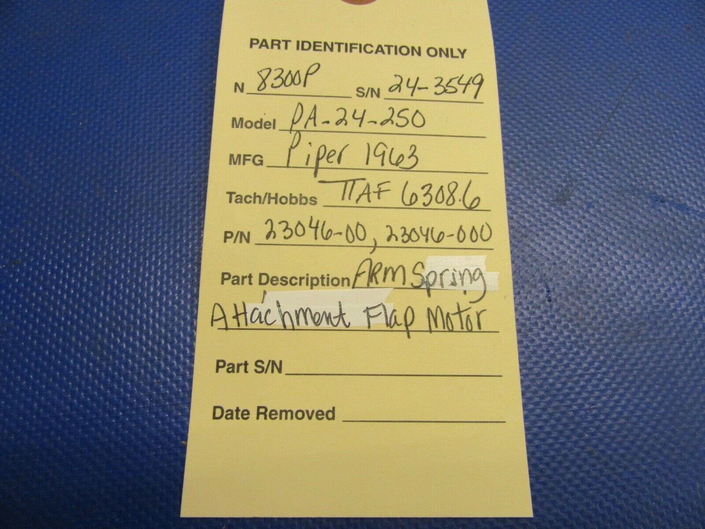 Piper PA-24-250 Arm Spring Attachment Flap Motor P/N 23046-00 (0821-300)