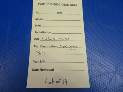 Lycoming Bolt NOS P/N LW-25-0.50 LOT OF 14 (0720-407)