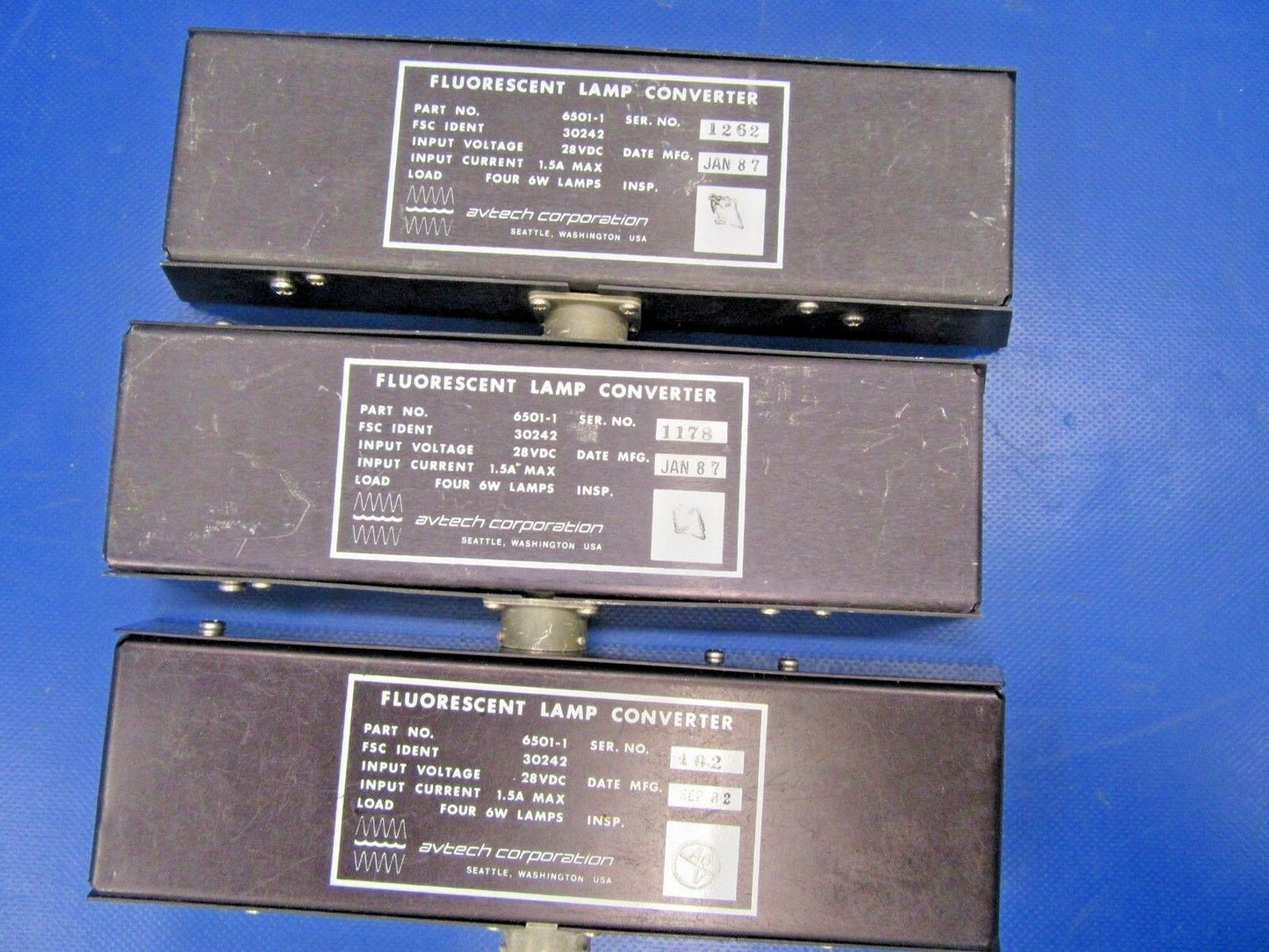 Avtech Corp Fluorescent Lamp Converter 28V P/N 6501-1 LOT OF 8 Cores (0918-319)