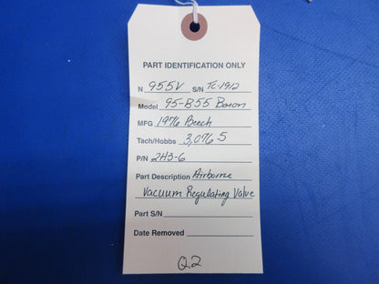 Beech 95-B55 Baron Airborne Vacuum Regulator Valve P/N 2H3-6 (0623-733)
