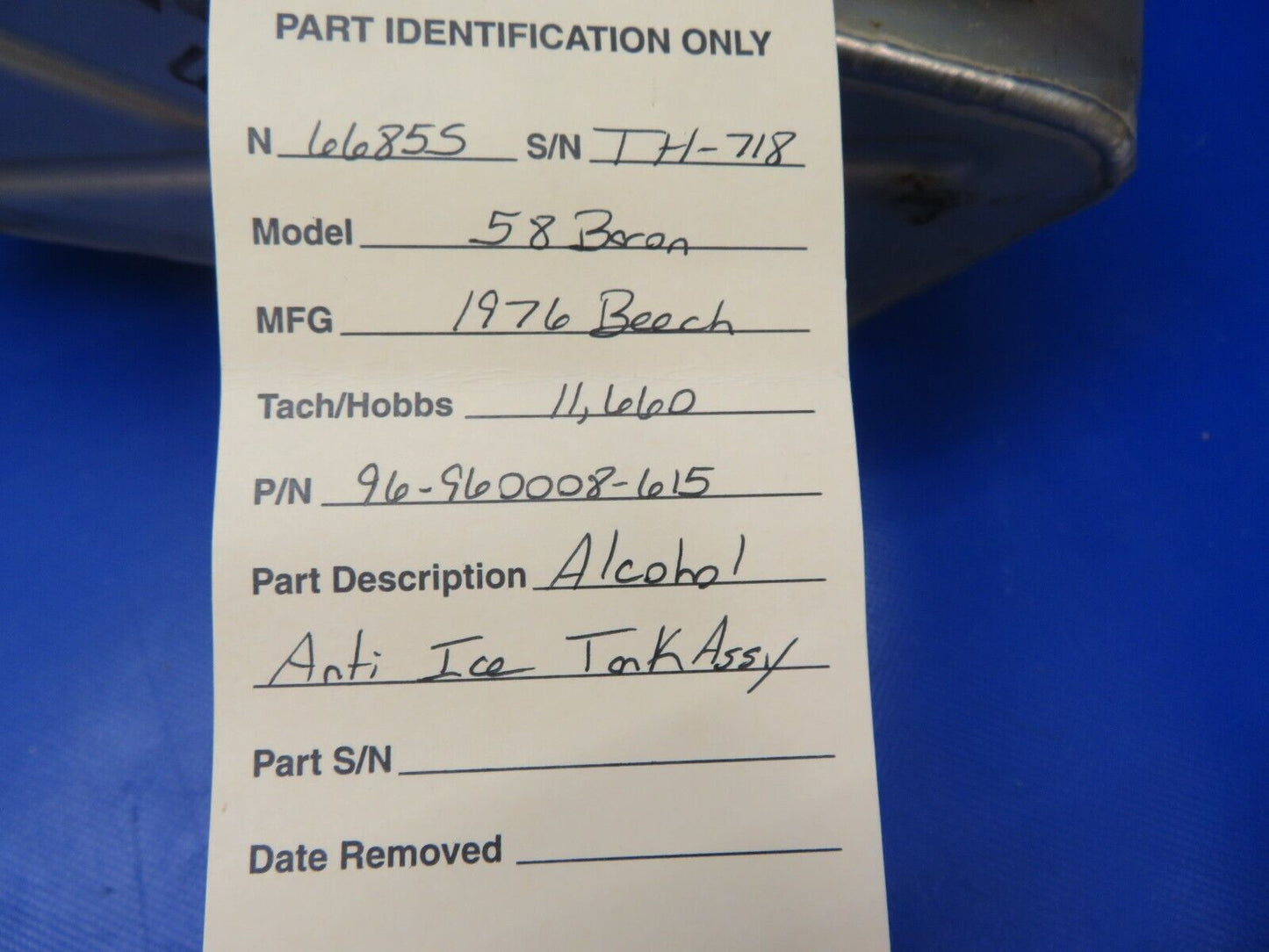 Beech 58 Baron Alcohol Anti Ice Tank P/N 96-960008-615 (0521-53)