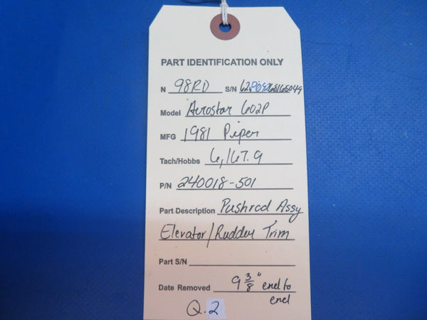 Piper Aerostar 602P Pushrod Elevator / Rudder Trim P/N 240018-501 (0123-781)