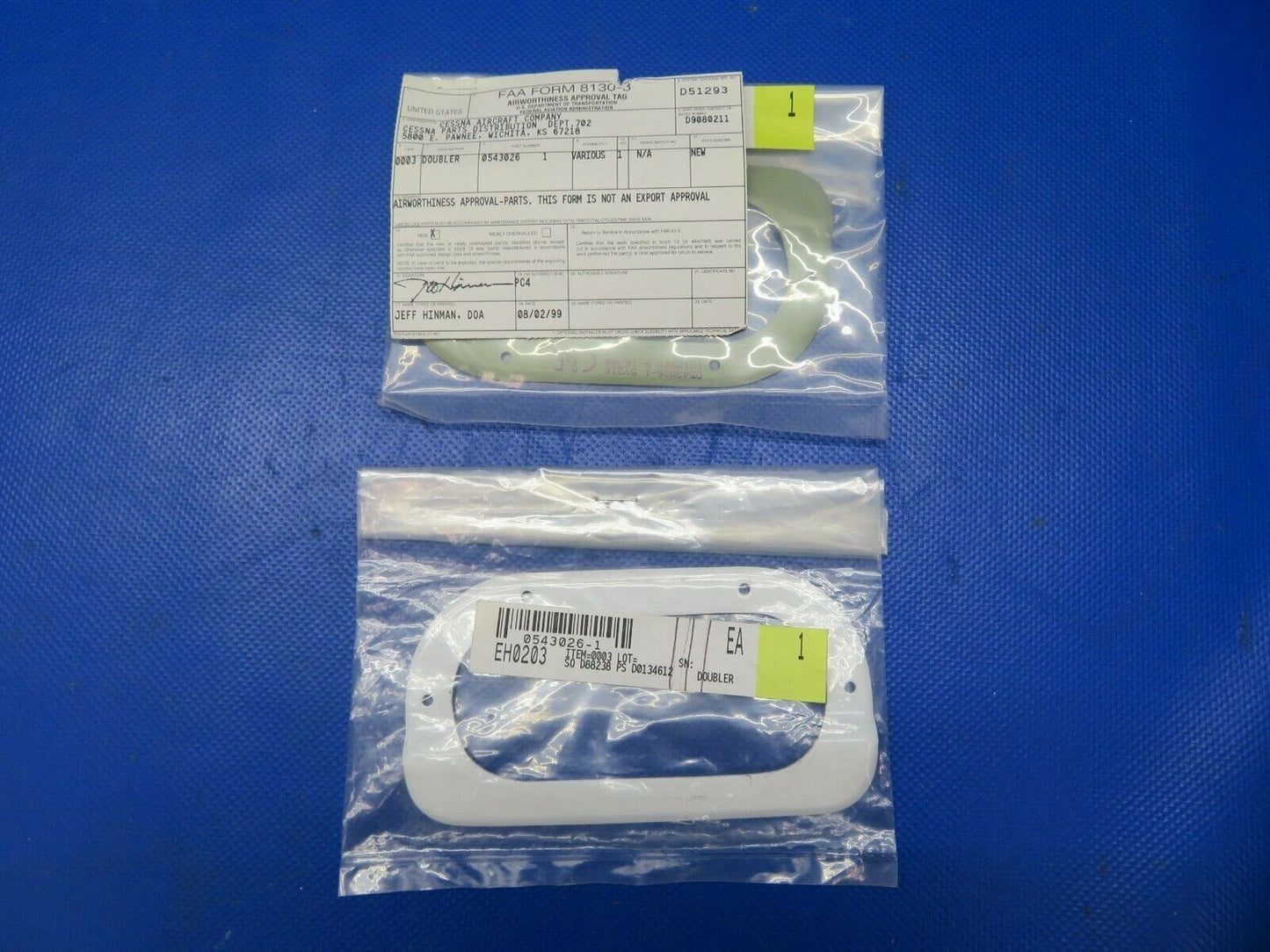 Cessna 172 Steering Boot Doubler w/ 8130 P/N 0543026-1 LOT OF 2 NOS (0621-952)