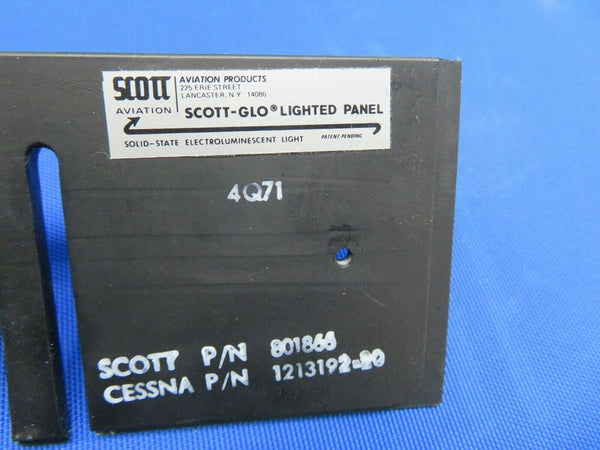 Cessna 210L Scott-Glo Lighted Panel P/N 1213192-20, 801866 (0820-396)