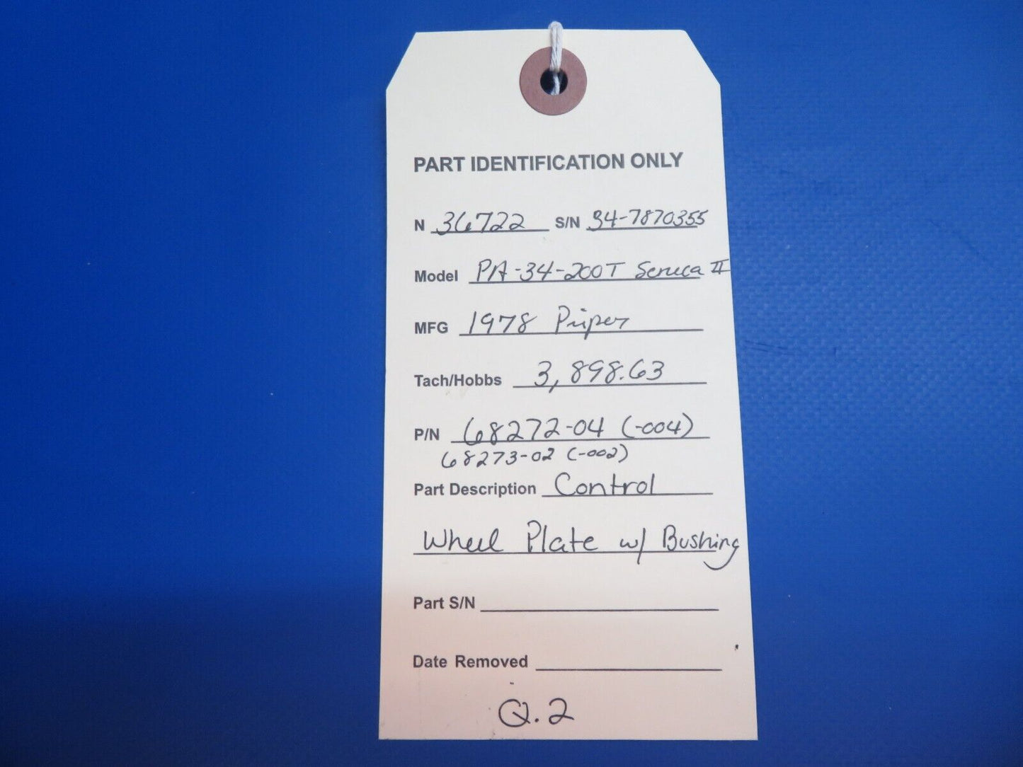 Piper PA-34-200T Seneca II Control Wheel Plate w/Bushing P/N 68272-04 (0223-884)