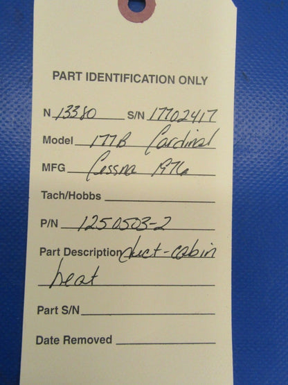 Cessna 177B Cardinal Duct Cabin Heat RH P/N 1250503-2 (0818-238)
