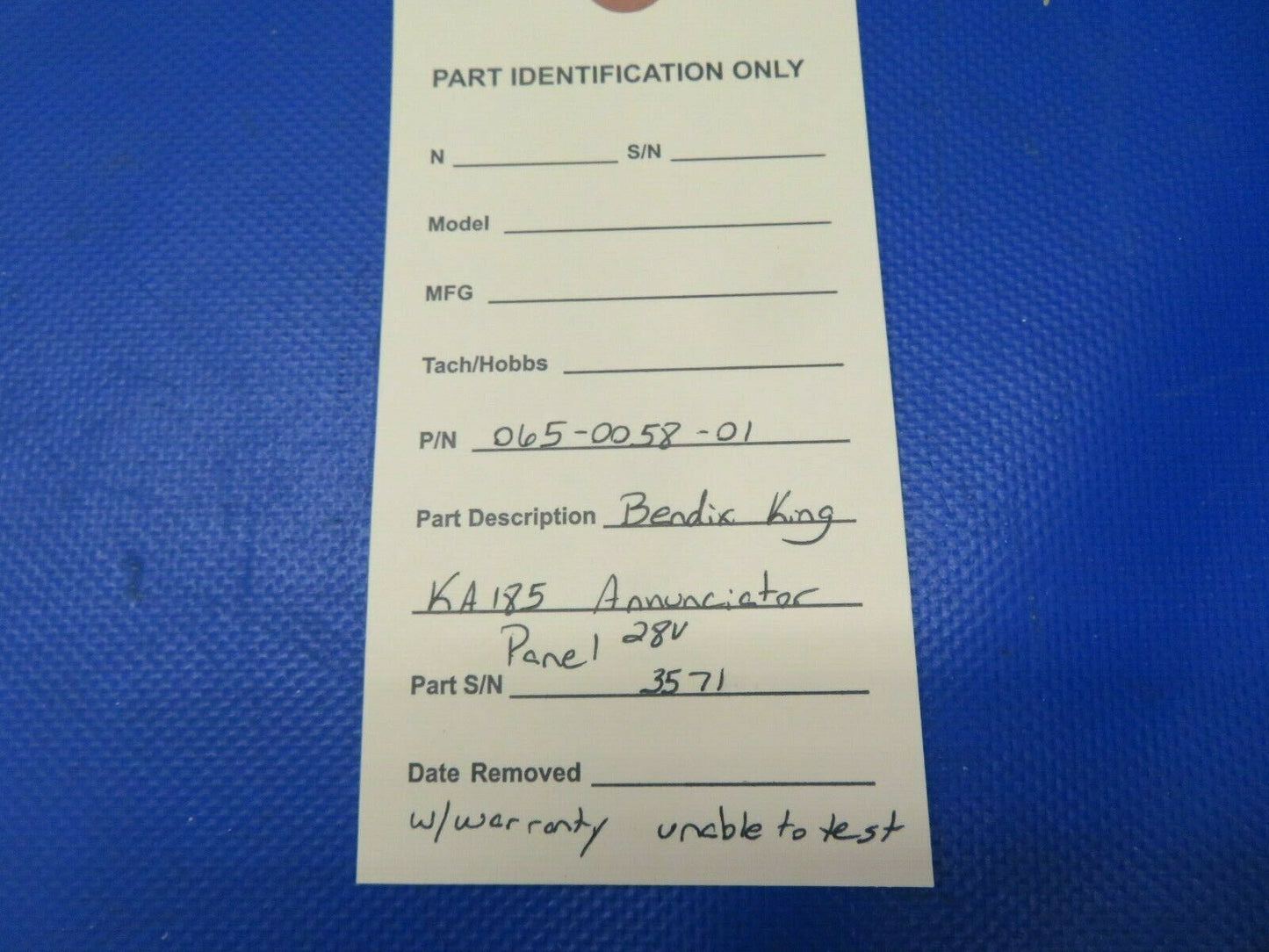 Bendix King KA185 Annunciator Panel 28V P/N 065-0058-01 (0821-839)