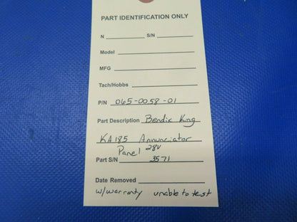 Bendix King KA185 Annunciator Panel 28V P/N 065-0058-01 (0821-839)