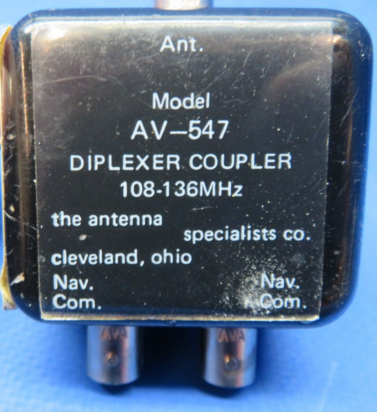 Piper PA-28R-180 Antenna Specialists Diplexer Coupler P/N AV-547 (1123-395)