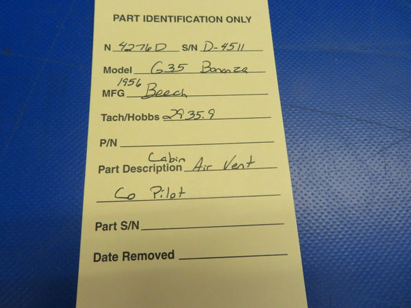Beech G35 Bonanza Cabin Air Vent Co-Pilot (0620-427)