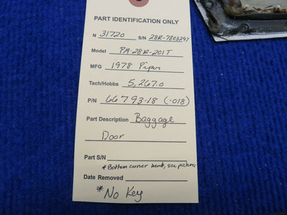 Piper PA-28R-201T Baggage Door P/N 66793-18, 66793-018 NO KEY (0222-686)