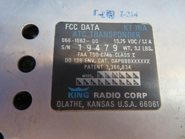 King KT76A ATC Transponder P/N 066-1062-00 CORE (1122-577)