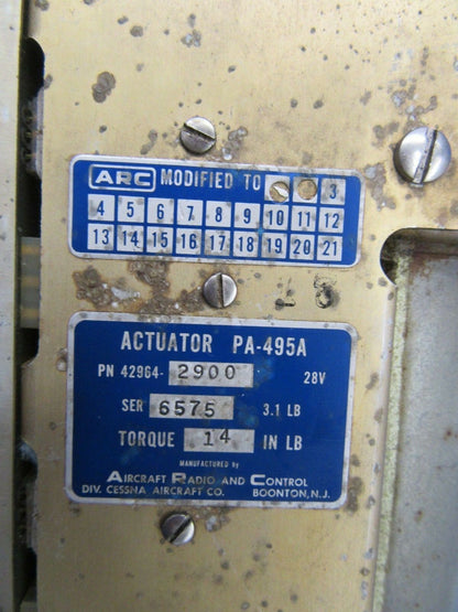 Cessna 177RG ARC Actuator PA-495A P/N 42964-2900 (0818-184)