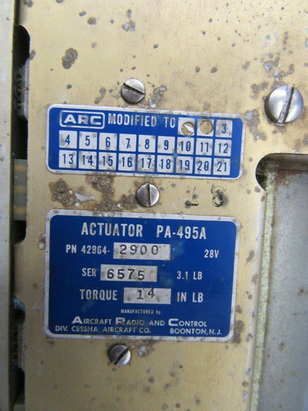 Cessna 177RG ARC Actuator PA-495A P/N 42964-2900 (0818-184)