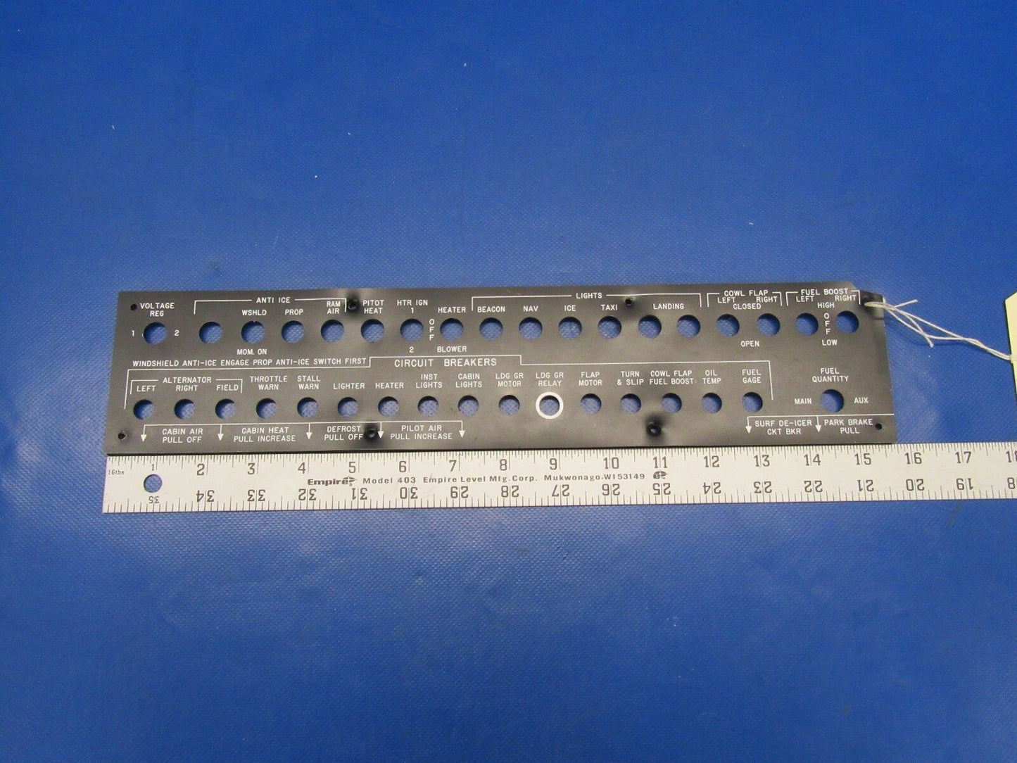 Beech D55 Baron Circuit Breaker Panel P/N 96-324127-3 (0717-11)