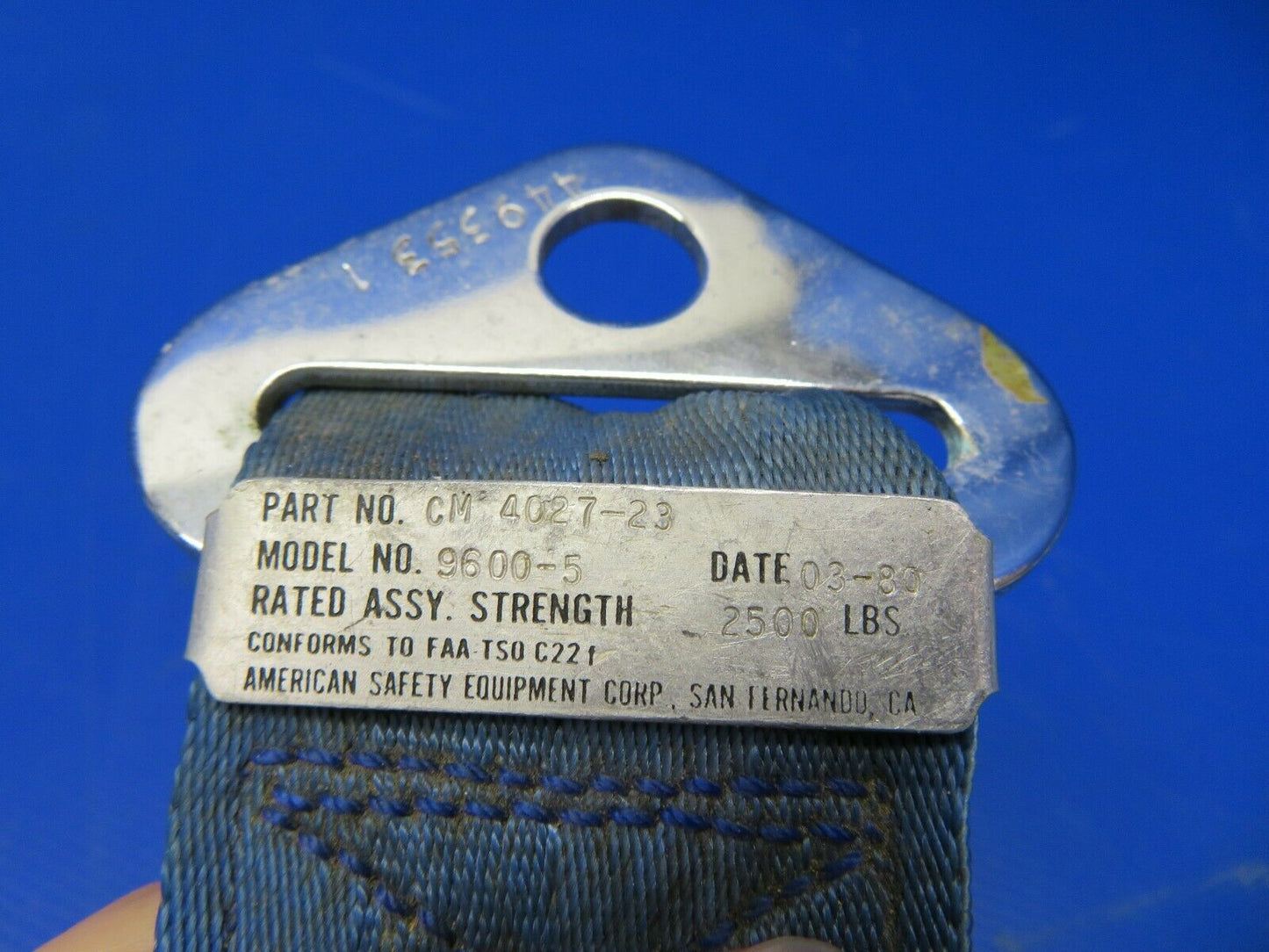 Cessna 170 Rear / Passenger Sear Belt w/ Cessna Emblem P/N CM4027-23 (0721-883)