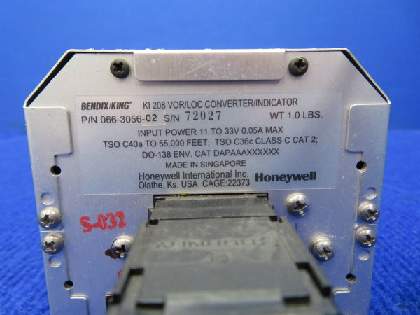 Bendix King KI208 VOR/LOC Converter Indicator w/ 8130 P/N 066-3056-02 (1221-22)