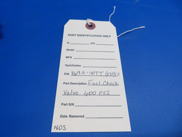 Fuel Check Valve 600 PSI P/N 869A-10TT(030)-2 NOS (1022-572)