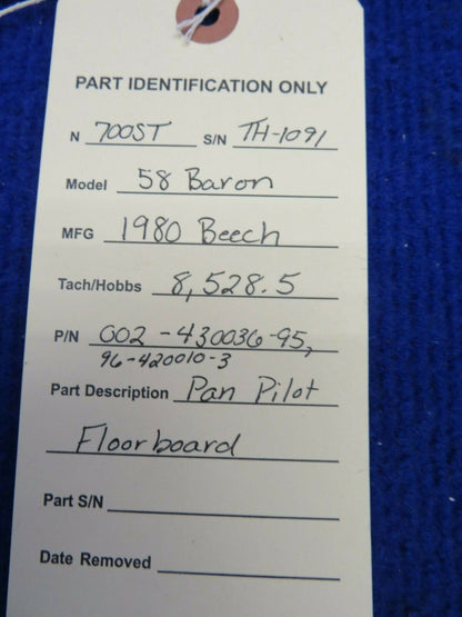 Beech 58 Baron Pan Pilot Floorboard P/N 002-430036-95 (0422-318)