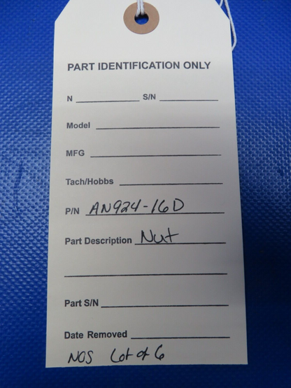 Aviation Nut P/N AN924-16D LOT OF 6 NOS (0224-265)