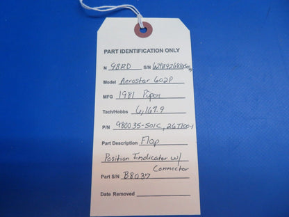 Piper Aerostar 602P Flap Position Indicator P/N 980035-501C (1022-735)