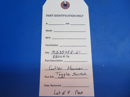 Cutler Hammer Toggle Switch P/N M535058-21 LOT OF 4 NOS (1222-930)