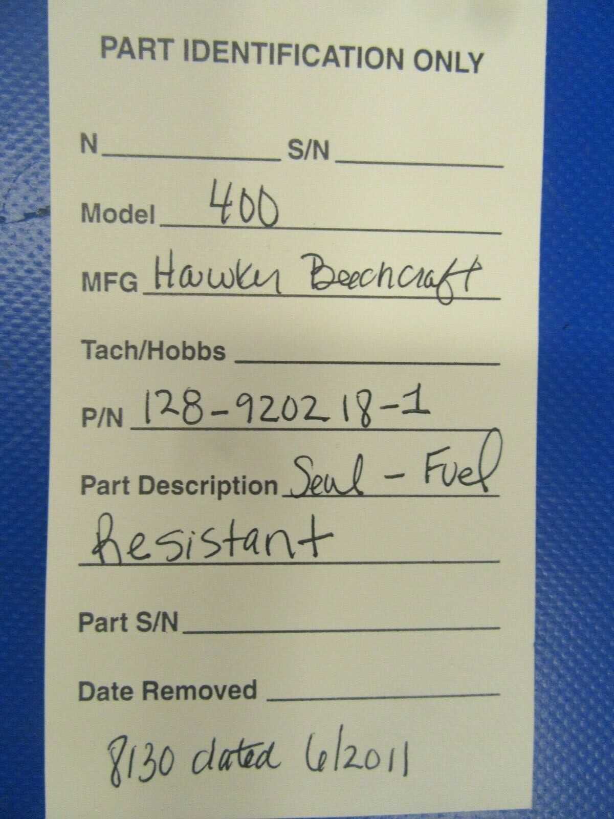 Beech 400 Seal Fuel Resistant 128-920218-1 NOS w/8130 (0419-250)