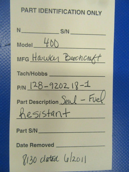 Beech 400 Seal Fuel Resistant 128-920218-1 NOS w/8130 (0419-250)