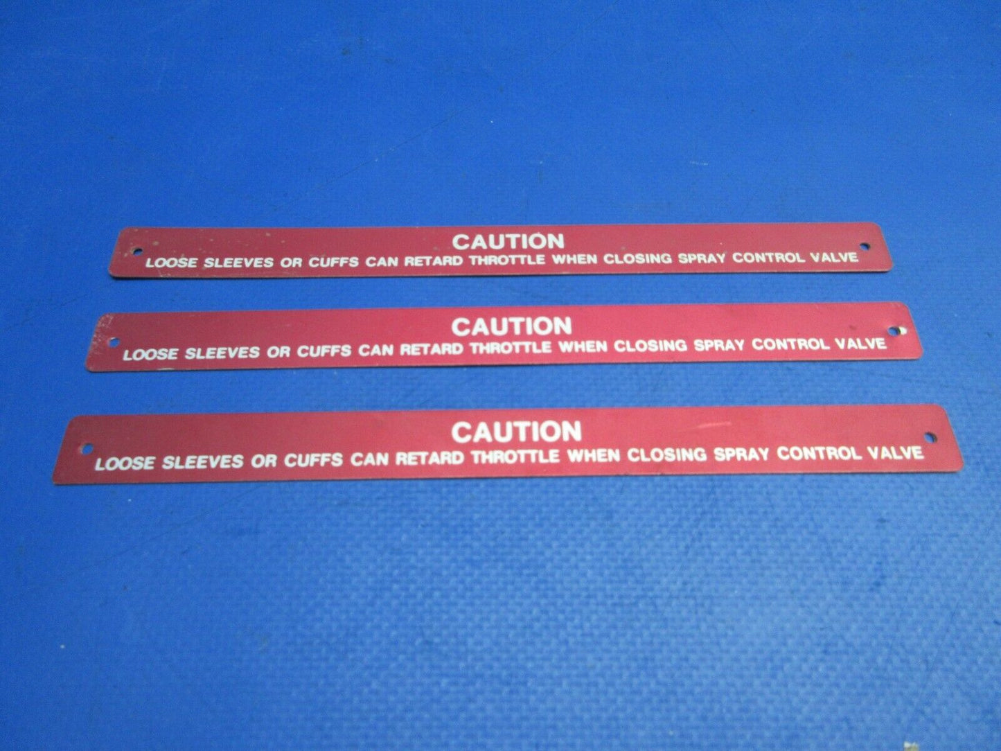 Piper PA-25 Placard "Caution" LOT OF 3 P/N 80989-02, 80989-002 NOS (0523-427)
