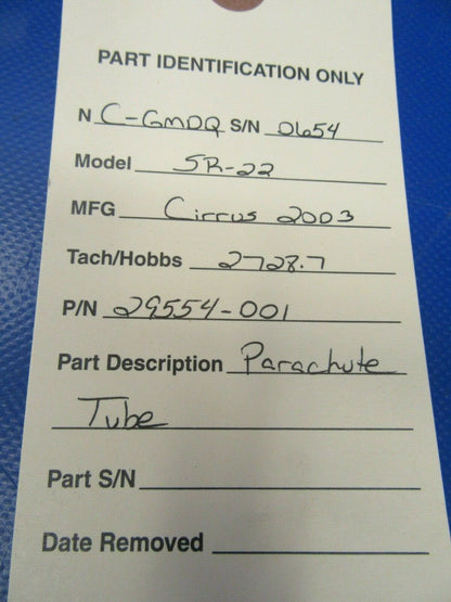 Cirrus SR22 Parachute Tube Assembly P/N 29554-001 (1019-365)