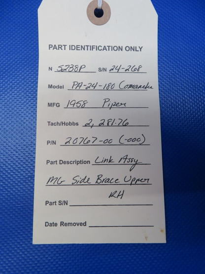 Piper PA-24-180 Link Assy MG Side Brace Upper RH P/N 20767-00 (1223-328)