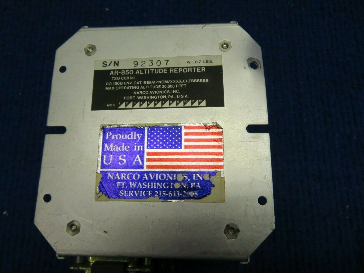 Narco Altitude Reporter w/ Connector P/N AR-850 (0222-740)