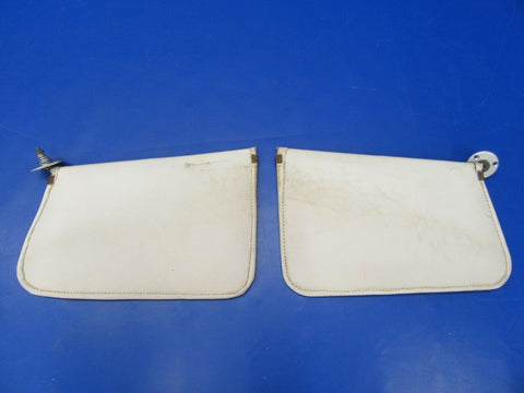 Beech Baron D55 Sun Visors Off White Leather 1 PAIR P/N 106-530032-7 (0418-158)