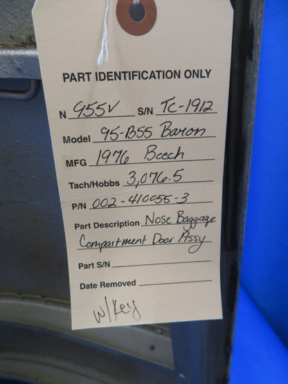Beech 95-B55 Nose Baggage Compartment Door w/ Key  P/N 002-410055-3 (0523-1022)