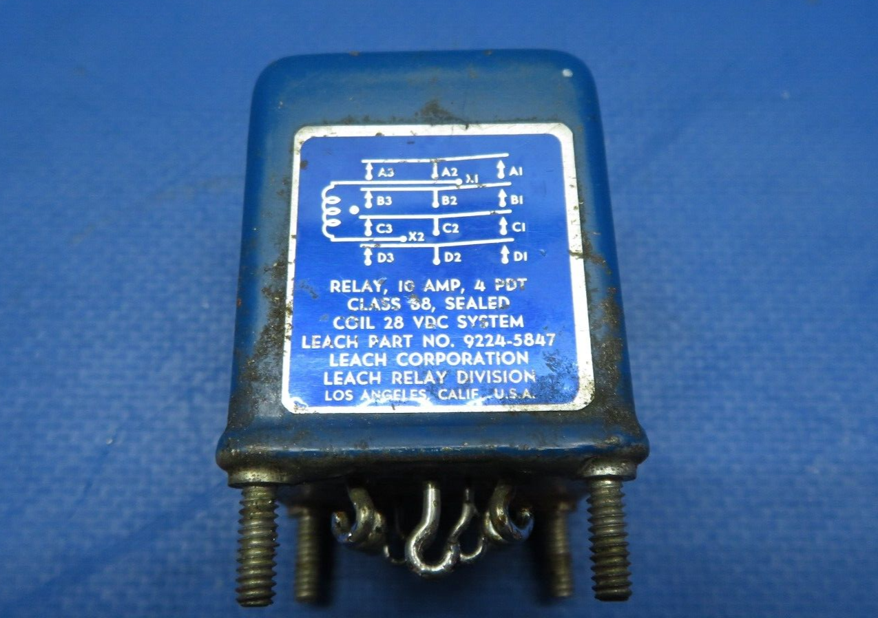 Leach Corp Relay 10 Amp 28v P/N 9224-5847 (0523-143)