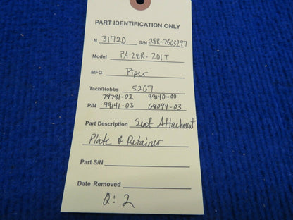 Piper Arrow Seat Attachment Plates & Retainers P/N 79781-02 1 LOT (0222-848)