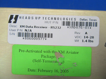 Heads Up Technologies RS232 XM Data Receiver XMD076-01 14V / 28V (1119-40)
